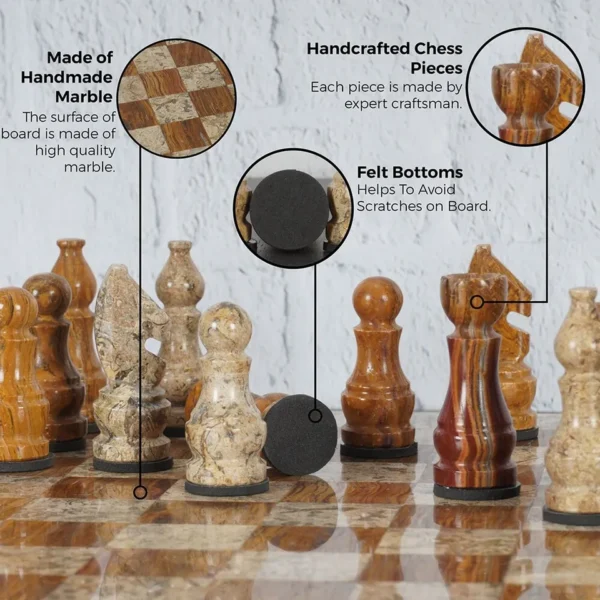 Coral Red Marble Chess