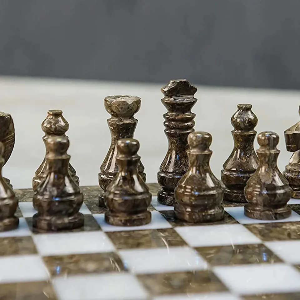 Marble Chess Set Oceanic and White