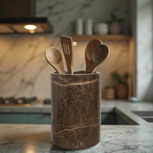 Handmade Marble Utensil Holder for Kitchen Utensil Storage and Tabletop – Organizer for Countertops, Pantry, Bathroom, Flower vase, Office & Center Table