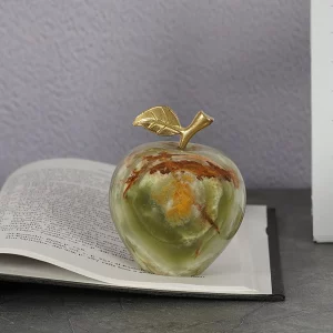 green paperweights apple handmade marble officedecor paperhandling showpiece front view