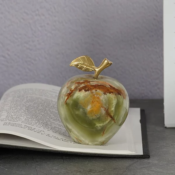 green paperweights apple handmade marble officedecor paperhandling showpiece front view