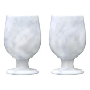 Handmade Natural Marble Drinkware Glass Set Of 2