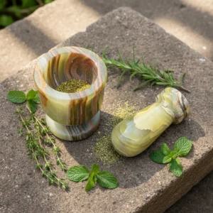 Handmade Marble Mini Crusher Mortar and Pestle Set