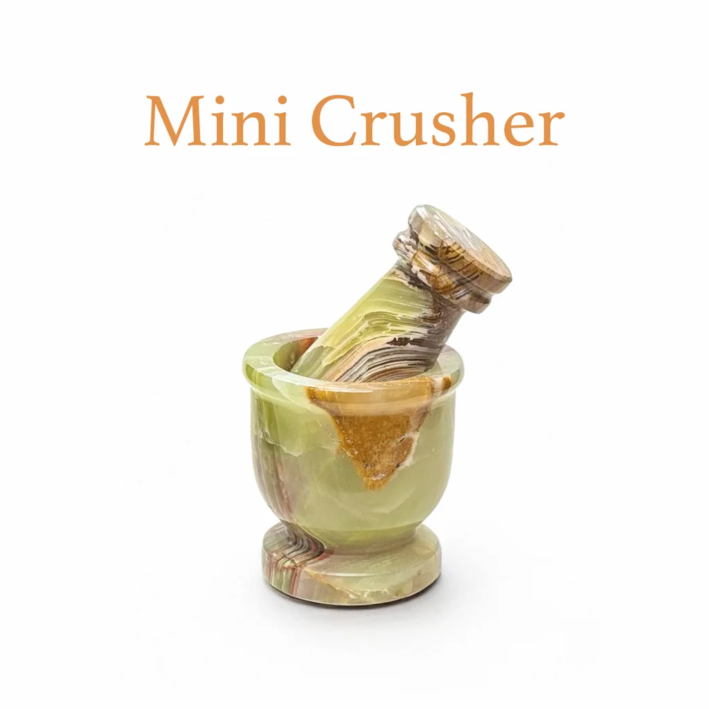 Mini Crusher - Premium marble mortar and pestle with marble handle, traditional kitchen tool for grinding spices