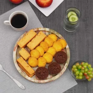 Fancy Natural Marble Handmade Round Tray - Serving Tray