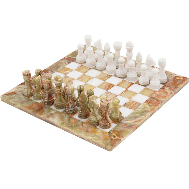 Green and White Chess Set