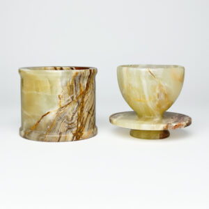 Natural Marble Butter Crock with Lid - Handmade Décor and Countertop 4" inches Butter Keeper for fresh Spreadable Butter - Green