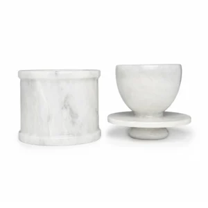Natural Marble Butter Crock with Lid - Handmade Décor and Countertop 4" inches Butter Keeper for fresh Spreadable Butter - White
