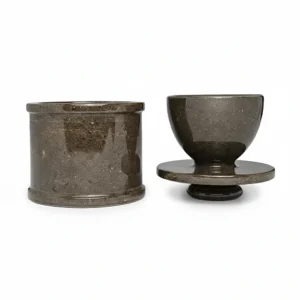 Natural Marble Butter Crock with Lid - Handmade Décor and Countertop 4" inches Butter Keeper for fresh Spreadable Butter - Coffee Brown