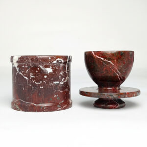 Natural Marble Butter Crock with Lid - Handmade Décor and Countertop 4" inches Butter Keeper for fresh Spreadable Butter - Red Zebra