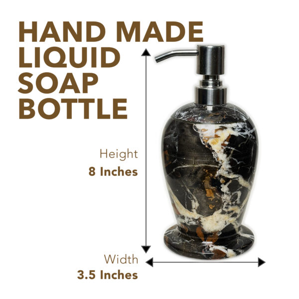 Handmade Marble Liquid Soap Dispenser – Stylish, Durable & Refillable for Soap, Lotion, or Sanitizer – Black & Gold