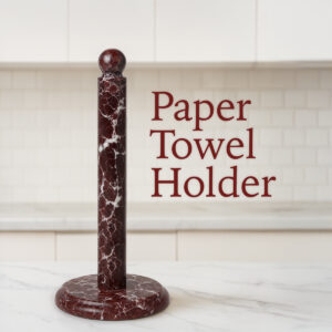 Handmade Marble Kitchen Paper Towel Holder - Red Zebra