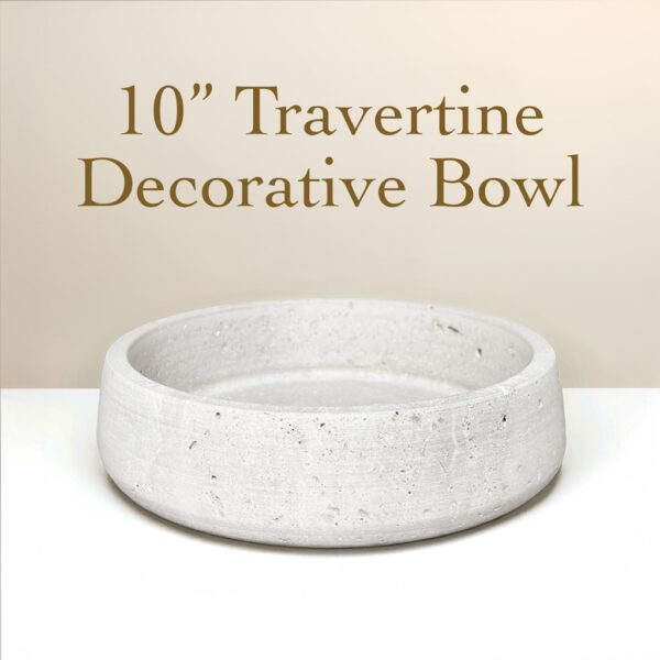 10 inch travertine decorative bowl with natural stone texture and cream color finish