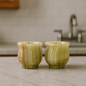 Natural marble shot glasses set – elegant stone barware pair