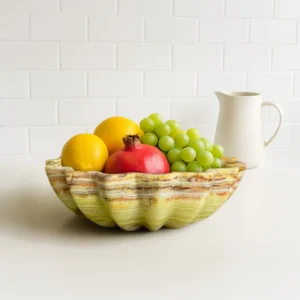marble flower bowl 10″ — artisan centerpiece & serving dish