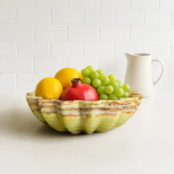 Marble decorative fruit bowl fresh produce display luxury stone serving dish artisan kitchen tableware centerpiece
