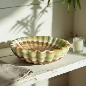 Marble Flower Bowl 12” – Decorative Centerpiece & Serveware