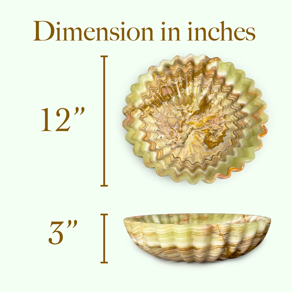 Handmade marble flower fruit bowl size guide 12 inches wide 3 inches deep measurements