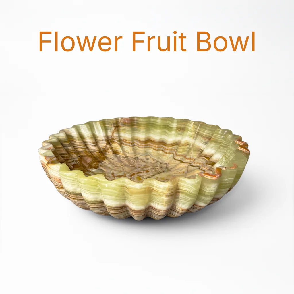 Flower fruit bowl handmade marble 12 inch decorative centerpiece natural stone patterns